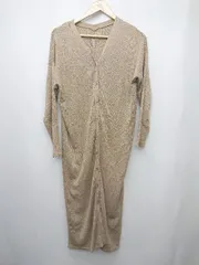 ◇ NATURAL BEAUTY BASIC コットン 長袖 ロング ニット カーディガン サイズM モカ系 レディース P  【1405230011502】