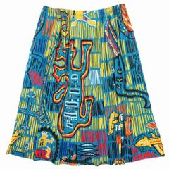 極美品 00s 2002 PLEATS PLEASE ISSEY MIYAKE プリーツプリーズ スカート 壁画 アート 総柄 archive 3 L ブルー レディース 【中古】 /TNT