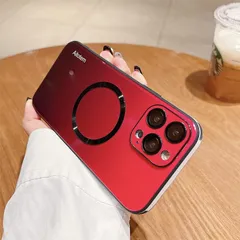 MagSafe対応 iPhone 15 Pro Max ケース マグネット カメラ保護 強化ガラス 背面ケース グラデーションガラス スマホケース 男性 女性 シンプル レンズカバー おしゃれ Magsafe充電対応 ストラップホール (iPhon