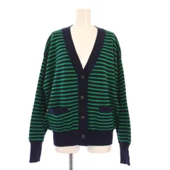 ジャーナルスタンダード レリューム JOURNAL STANDARD relume ダブルニットカーディガン 長袖 Vネック ストレッチ バイカラー ボーダー柄 F 紺 ネイビー 緑 グリーン 22080462828040 /BB