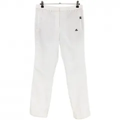 ★SALE価格★アディダス パンツ 白×黒 地模様 ロゴ刺しゅう 裾ドローコード 裾うす汚れ 内側毛玉 レディース M/M ゴルフウェア adidas