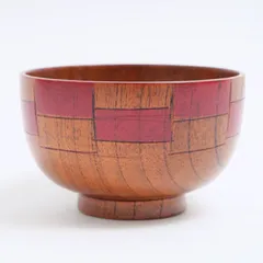 天然木製 お椀 お碗 汁椀 格子 赤 漆塗り おわん スープボウル 木製 食器 味噌汁 おしゃれ 丼 どんぶり お茶碗 鉢 和風