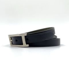 HERMES  アピ 4連ブレスレット チョーカー □G刻印 レザー ブラック ネックレス シルバー