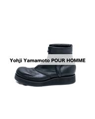 Yohji Yamamoto POUR HOMME　ヨウジヤマモト プールオム　パッドデザインセンタージッププラットフォームレザーブーツ