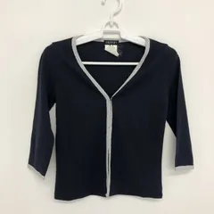 【INDIVI】インディヴィ　ネイビー、シルバーの縁取り　38　カーディガン　羽織　無地　シンプル