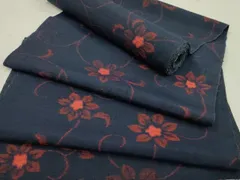 平和屋着物▼紬　反物　花唐草文　着尺　逸品　未使用　CAAQ8256ju