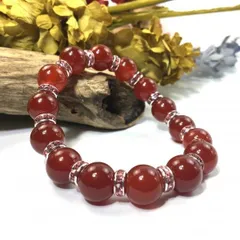 パワーストーン　ブレスレット　赤瑪瑙　12mm 天然石ブレス （ピンク）メンズ・レディース　男性・女性　数珠ブレス　開運 [k]
