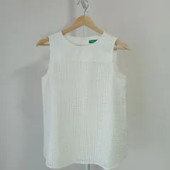 【earth music&ecology アース ミュージック アンド エコロジー】ノースリーブ プルオーバー ブラウス  フリーサイズ メッシュ加工 ホワイト チェック柄