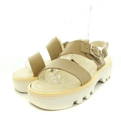 オーラリー AURALEE 20SS フットザコーチャー FOOT THE COACHER 別注 レザーベルトサンダル スポーツサンダル 厚底 レザー ビブラムソール 5 22.0cm アイボリー ベージュ /YTのサムネイル