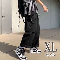 カーゴパンツ　ワイド　袴パンツ　ワークパンツ　ビッグポケット　XLサイズ　ブラック　黒　韓国ファッション　メンズ　レディース