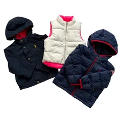 Ralph Lauren ラルフローレン ダウンジャケット リバーシブル ダウンベスト 薄手ジャケット 3枚セット 紺 ピンク 白 上着 アウター 24M 75cm 2/2T 90cm