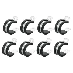 uxcell 1インチ(24mm) ケーブルクランプ 304ステンレススチールラバークッション絶縁クランプR形金属クランプチューブホルダーパイプホースワイヤーコード取り付け用8個