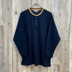 Marcasiano リンガーネック ヘンリーネック 長袖 Tシャツ ロンT M