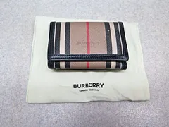 美品】バーバリー 三つ折り財布 スモール アイコンストライプ