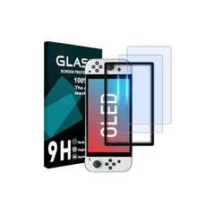 対応 Switch 有機 EL フイルム ブルーライトカット ガイド枠付き【2枚セット 国産旭硝子製 】Switch oled ガラスフィルム ブルーライト Switch 有機ELモデル 保護フィルム ガラス さらさら 強化ガラス 目に優しい 高硬度9H 指紋