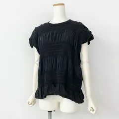52c15 《美品》 me ISSEY MIYAKE ミーバイ イッセイミヤケ カリフラワー プリーツトップ ブラウス ブラック PLEATS 日本製 MI34FK551のサムネイル