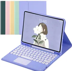 新品 タッチパッド付き iPad Pro 11（2022）キーボード ケース 2018 2020 2021 （第4 3 2 1 世代） 丸いキー カラフル ペンホルダー内蔵 マウス機能 手帳型 薄型 マグネット 分離式 ワイヤレス Bluetooth キーボー