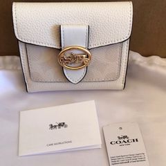 COACH コーチ チェック ラウンドファスナー長財布 オフホワイト