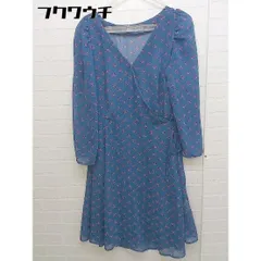 ◇ ◎ one after another NICE CLAUP 花柄 ラップ巻き 長袖 膝丈 ワンピース サイズF ネイビー パープル レディース 【中古】 【1103240010552】