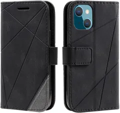 【在庫処分】全面保護 (iPhone13 ソフトシリコン レザーケース アイフォン 横置き機能 QI充電対応 収納力 ストラップホール 軽量 ブラック) TPUケース サイドマグネット スタンド機能 カード収納 財布型 手帳型 ケース iPhone