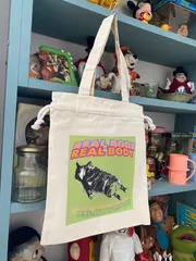 フレンチブルドッグプリント巾着トートバッグ