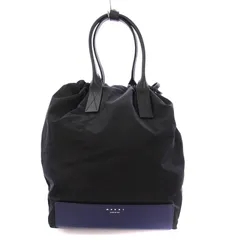マルニ MARNI リュックサック デイパック 巾着型 ナイロン レザー 切替 ロゴ プリント 黒 ブラック 紺 ネイビー /BBのサムネイル