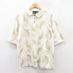 XL/古着 オーシャンパシフィック OP 半袖 ポロ シャツ メンズ 花 大きいサイズ コットン 白系他 ホワイト 25jun06 中古 トップス