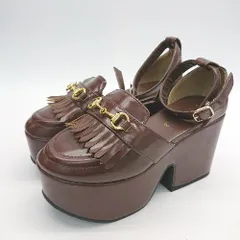 ◇ juniorsueet　ジュニアスイート ローファー風　ストラップ付 厚底サンダル サイズM ブラウン レディース E  【1212200014629】