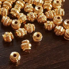 バレル 【 約60個 21g 】 樽型 スペーサ 俵型 ビーズスペーサ 金属ビーズ 樽型 アクセサリーパーツ ハンドメイ( ゴールド )