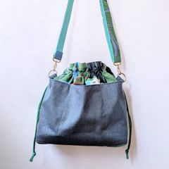 2way巾着バック　ショルダーバック　ハンドバック　【浴衣地で和モダン】