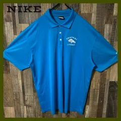 ブルー 2XL ナイキ ポロシャツ チームロゴ 刺繍 メンズ 古着 半袖