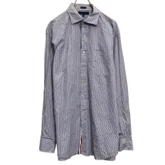 TOMMY HILFIGER 長袖 ストライプシャツ トミーヒルフィガー L~ レッド ブルー ポケット 古着卸 アメリカ仕入 a701-7498のサムネイル