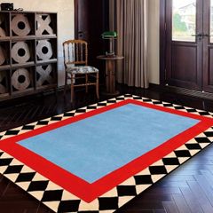 カーペット ラグ モダン 北欧 おしゃれ エリアラグ 滑り止め付き 洗濯機で洗える 家庭 商業 ポリエステルファイバー おしゃれ 寝室 メンズライク 子供部屋 男の子の部屋 シック カラフル 80×120cm ブラック レッド ブルー