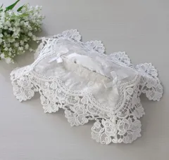 ティッシュカバー はっ水 ジャガードダマスク レース オフホワイト 撥水 はっ水 ジャガード織 布製 ティッシュケースカバー ボックスティッシュカバー ダマスク柄