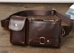 ウエストバッグ ボディーバッグ　2WAY ウエストポーチ  本革牛革 メンズベルトポーチ スマホポーチ ミニショルダーバッグ