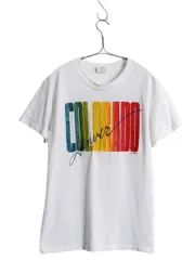 【お得なクーポン配布中!】 80s USA製 レインボー プリント 半袖 Tシャツ M メンズ レディース S 古着 ヴィンテージ スーベニア シングルステッチ グラフィック 白
