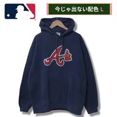 MLB ブレーブス パーカー L相当 ネイビー 00s アトランタ ブレーブス GENUINE MERCHANDISE ジェニュイン マーチャンダイズ メジャーリーグ スポーツMIX フーディ オーバーサイズ ストリート Y2K 古着 E502