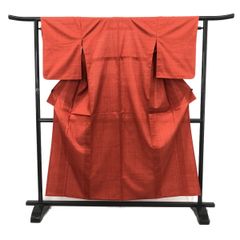 紬/単衣/オレンジ/美品/仕立上がり/適応身長148～155㎝/11446