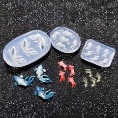シリコンモールド　金魚　3点セット　ミニチュア　ネイル　レジン　デコパーツ
