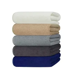 60X120cm_５色 バスタオル マイクロファイバー タオル 5枚セット 約60X120cm 大判 柔らかい 瞬間吸水 速乾 (60X120cm, 5色)