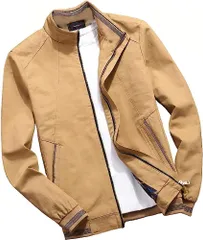 [アスペルシオ] ブルゾン ジップ ノーカラー ジャンパー メンズ ジャンバー ma-1 ma1 防寒 アタタカイ 防風 裏地 花柄 長袖 ながそで アウトドア ミリタリー ジャケット ジャケ コート ジップアップ ライトアウター [ライトベージュ] [XL]