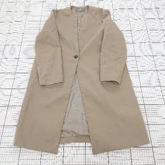 ◇ Θ A day in the life UNITED ARROWS ノーカラー 長袖 ロングジャケット サイズ38 ベージュ系 レディース E  【1509100068556】