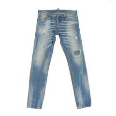 【天白】【DSQUARED2】ディースクエアード デニムパンツ ペイント加工 ダメージ加工 ウォッシュド ブルー サイズ50 ボトムス ズボン アパレル 服 メンズ【中古】