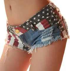 Banane D'or ホットパンツ レディース デニム マイクロミニ( ブルー,  XL)