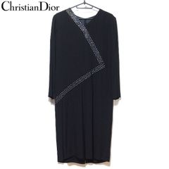 美品★Christian Dior PRET-A-PORTER ラインストーン ロング ワンピース 長袖 黒 レトロ ヴィンテージ クリスチャン・ディオール★