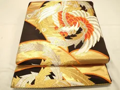 平和屋着物●西陣　志美津謹製　六通柄袋帯　鳳凰唐草銀盤文　金糸　正絹　逸品　DABE1224op 平和屋着物○西陣 志美津謹製 六通柄袋帯 鳳凰唐草銀盤文 金糸 正絹