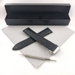 20mm 腕時計 アリゲーターレザー ワニ革ベルト ブラック 黒色 【対応】オメガ スピードマスター/シーマスター/プラネット 等