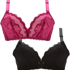 授乳ブラ マタニティブラ 前開き 大きいサイズ ノンワイヤー 2枚セット 延長ホック付き (90C)