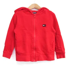 トミーヒルフィガー パーカー トップス ジップアップ スウェット キッズ 男の子用 104サイズ レッド TOMMY HILFIGER 【中古】