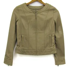 アンタイトル ノーカラージャケット アウター レザージャケット 羊革 レディース ベージュ UNTITLED 【中古】